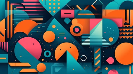 Vector Colorful Abstract Geometric Background with Dots and Shapes.の素材