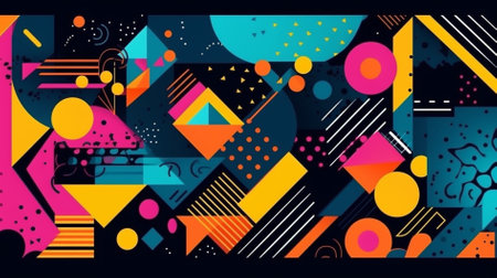 Memphis pattern. Geometric elements memphis in the style of 80's. Vector Illustration.の素材