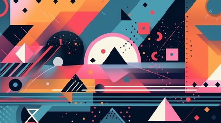 Abstract background with geometric elements and memphis style. Vector illustration.の素材