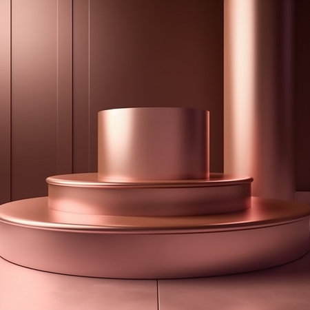 3d rendering of golden podium for product display. Luxury background.の素材