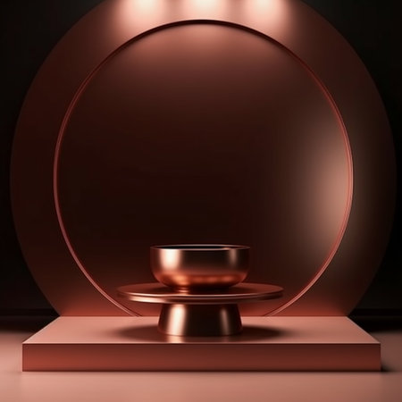 3d rendering of abstract geometric forms. Glossy luxury podium for your design.の素材