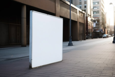 Blank billboard on city street. Mock up, 3D Renderingの素材