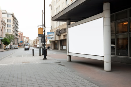 Blank billboard on a street in the city. 3d renderingの素材