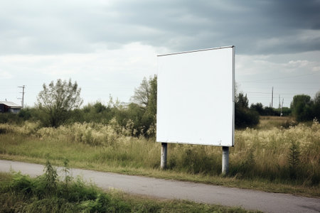 Blank billboard on the road in the countryside with copy space.の素材