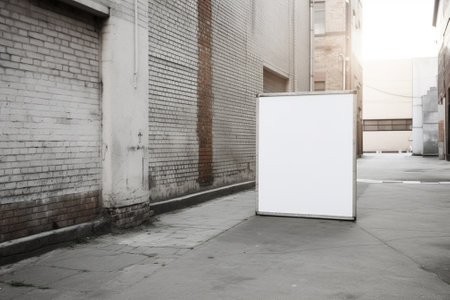 Blank white billboard on the street with brick wall in the backgroundの素材