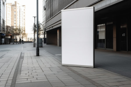 Blank white signboard on the street. 3d rendering.の素材