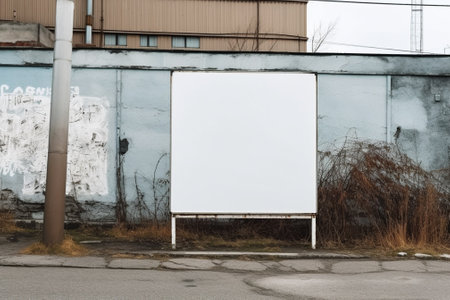 Large blank billboard on a street wall, banners with room to add your own textの素材