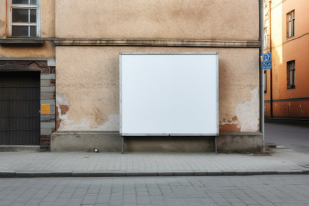Large blank billboard on a street wall, banners with room to add your own textの素材