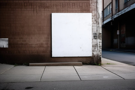 Blank billboard on a brick wall in the city. Space for text.の素材