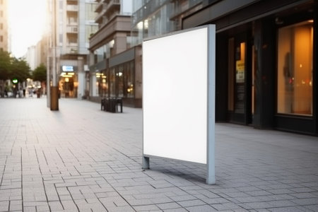 Blank white street billboard mockup on city street. 3d rendering.の素材
