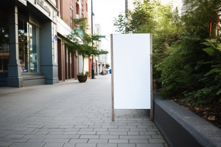 Blank white signboard in city street. Mockup for designの素材