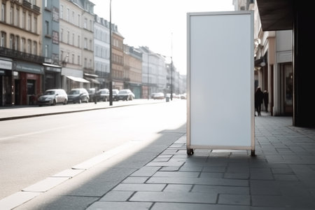 Blank white poster stand on city street. Mock up, 3D Renderingの素材