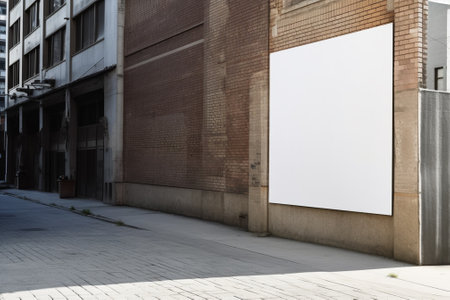 Blank billboard on the street with brick wall. 3d renderingの素材