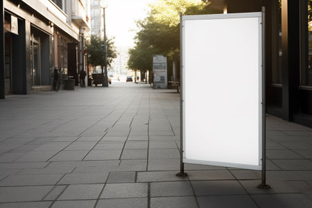 Blank white billboard on the street. 3d rendering mock upの素材