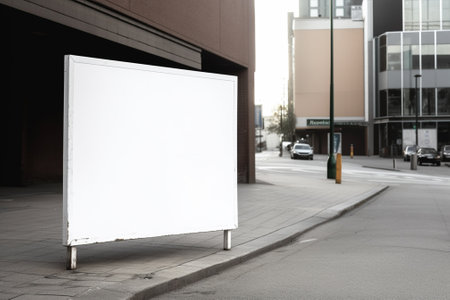 Blank white billboard on city street. Mock up, 3D Renderingの素材