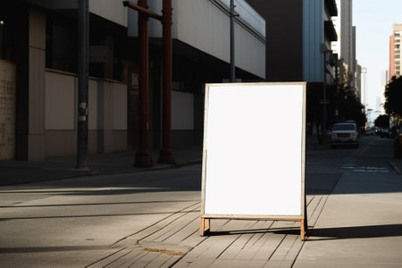 Mock up of a blank white signboard in a city streetの素材