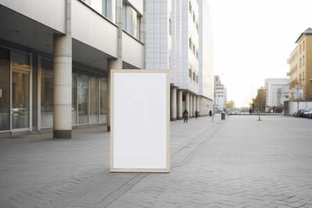 Blank white poster on the city street. 3d rendering.の素材