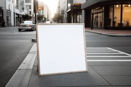 Blank white signboard on the street, mock up for your designの素材