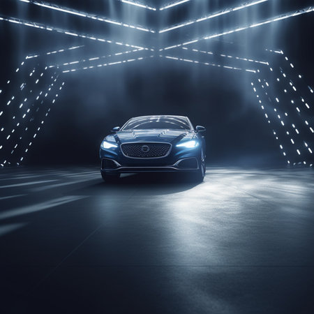 Car on the road in the fog. 3d rendering image.の素材