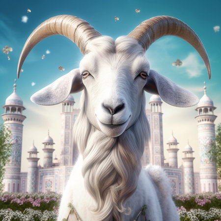 Sheep and Taj Mahal, Agra, Uttar Pradesh, Indiaの素材