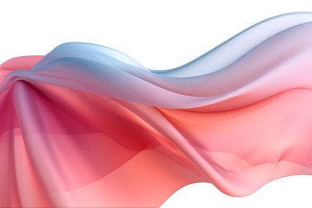 Abstract background of pink and blue wavy silk or satin. 3d rendering image.の素材