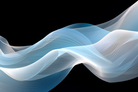 Abstract blue wave on black background. Vector illustration for your design.の素材
