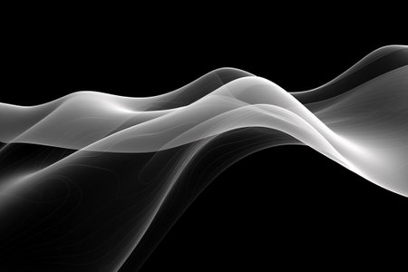 abstract background with a glowing abstract waves, black and white designの素材