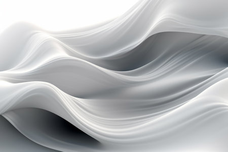Abstract white background with smooth wavy lines. 3d render illustrationの素材