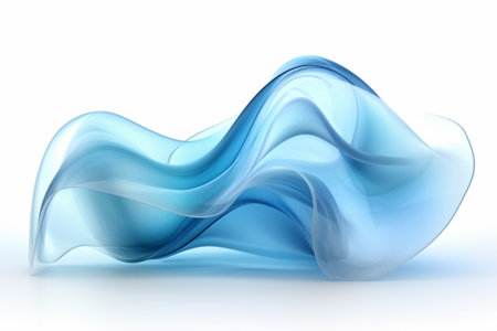 abstract blue wave on white background. 3d render illustration.の素材