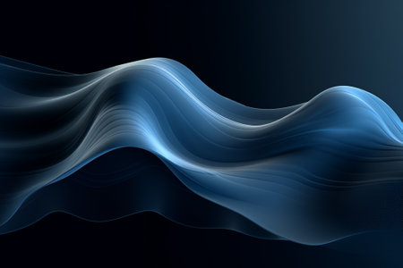 abstract blue waves on a dark background, computer generated abstract backgroundの素材