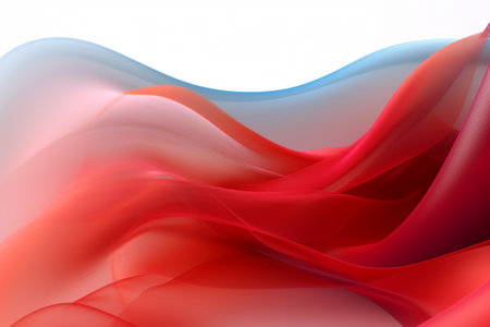 abstract red and blue waves on white background. 3d illustrationの素材