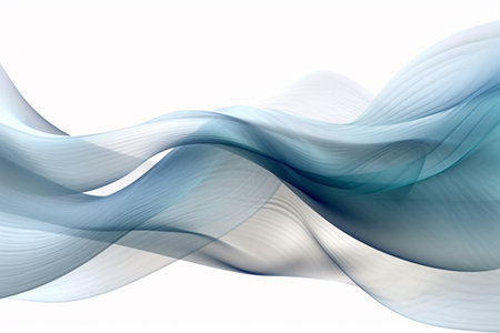 abstract blue wave on white background, futuristic wavy illustration.の素材