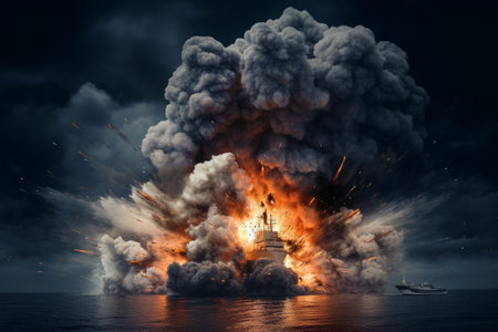 Big explosion in the sky. Mixed media. Mixed media. Mixed mediaの素材