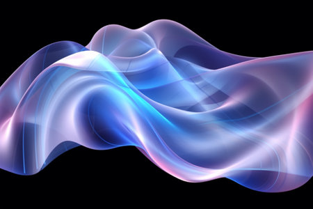 abstract blue and purple wavy lines on black background. illustrationの素材
