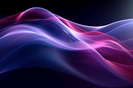 abstract background with purple and blue flowing lines, futuristic wavy illustrationの素材