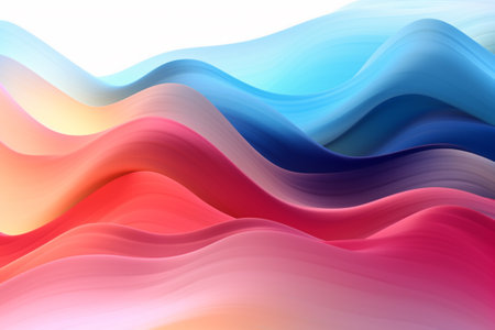 abstract background with smooth wavy lines in pink, blue and yellow colorsの素材
