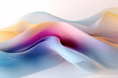 abstract background with smooth lines in blue, pink and yellow colorsの素材