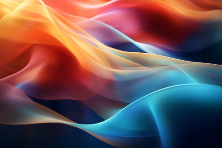 abstract background with smooth lines in blue, orange and red colorsの素材