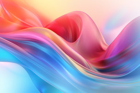abstract background with smooth lines in blue, pink and yellow colorsの素材