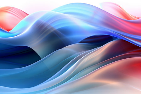 abstract background with blue and red wavy lines. 3d renderingの素材