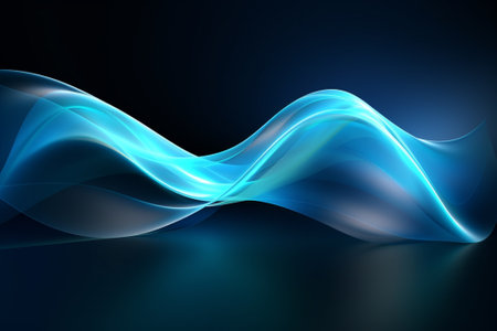 Abstract blue waves on dark background. Vector illustration for your design.の素材