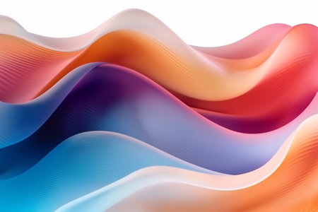 abstract background with smooth wavy lines in orange, red and blue colorsの素材