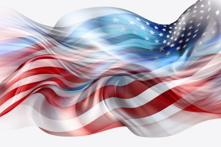 Flag of the United States waving in the wind. 3d renderingの素材