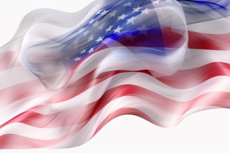 American flag waving in the wind. 3d rendering, 3d illustration.の素材