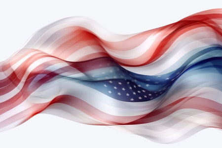 American flag waving in the wind. Vector illustration for your design.の素材