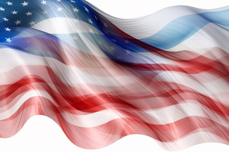 American flag waving in the wind. United States of America flag.の素材