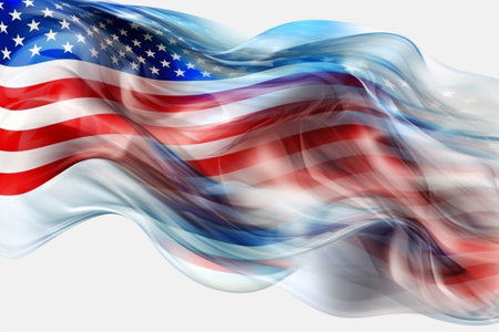 American flag in the wind. Abstract background. 3D rendering.の素材