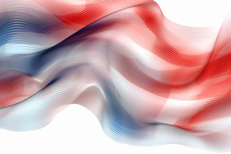 Abstract background with red, blue and white waves. Vector illustration.の素材
