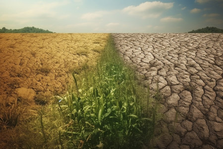 Drought land, Global warming, Climate change, Global warming.の素材
