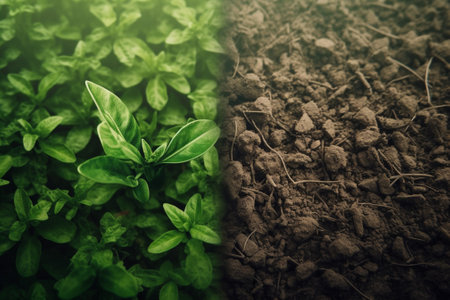 Young plant growing in the soil. Concept of ecology and environment.の素材